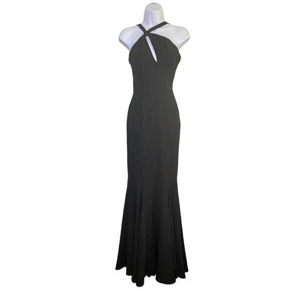 Dress The Population Womens Keyhole Cutout Halter‎ Gown Sleeveless Size XS